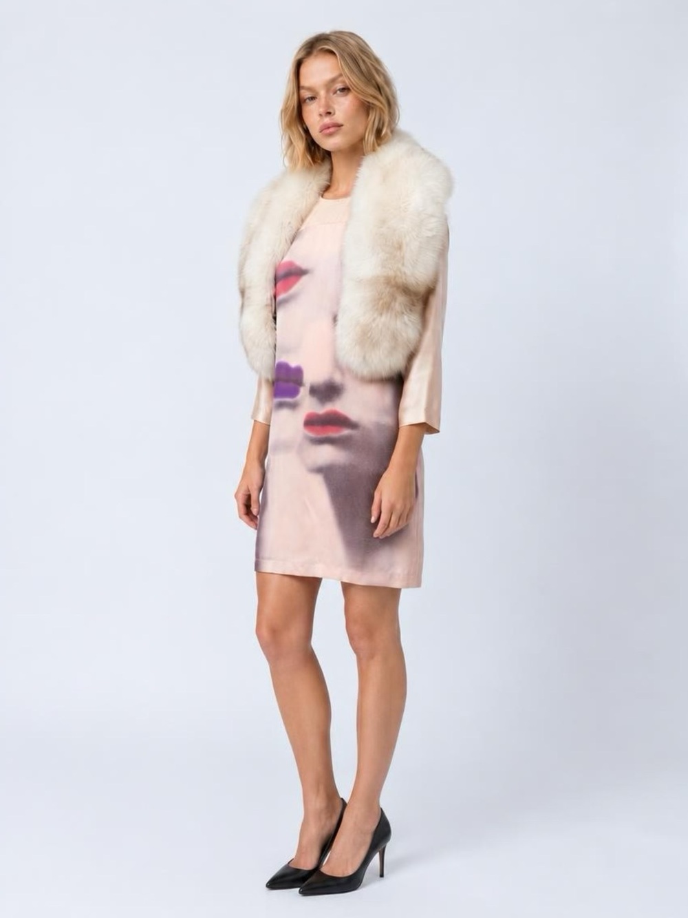Moschino silk  Art-Print Shift Dress with Colorful Accents